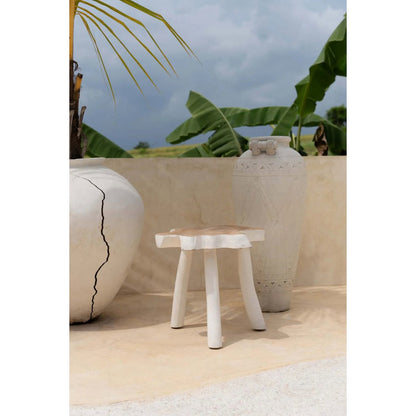 Organic wood side table 45×40 cm - natural white, Indonesia