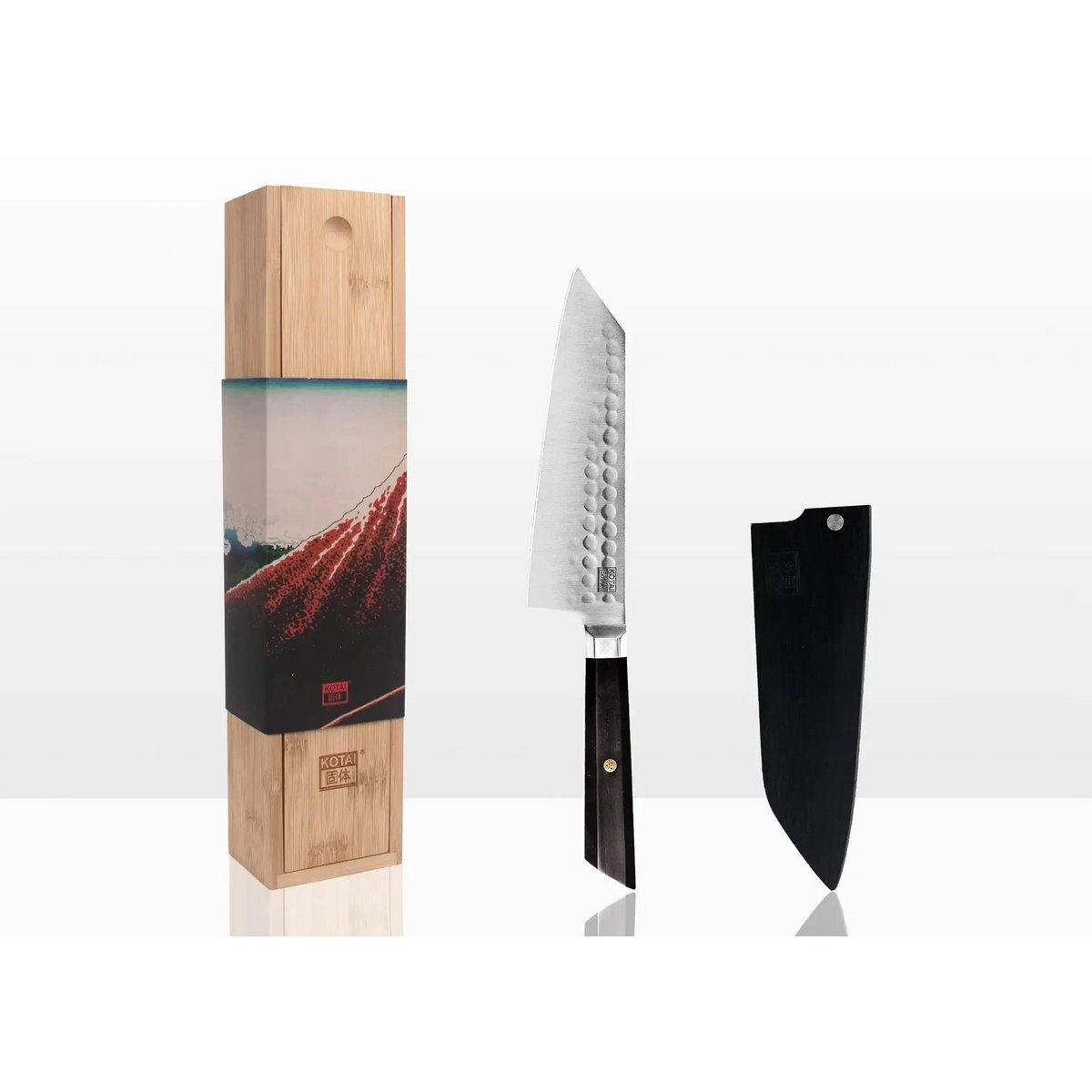 Bunka Santoku knife, 17 cm - ebony handle with sheath