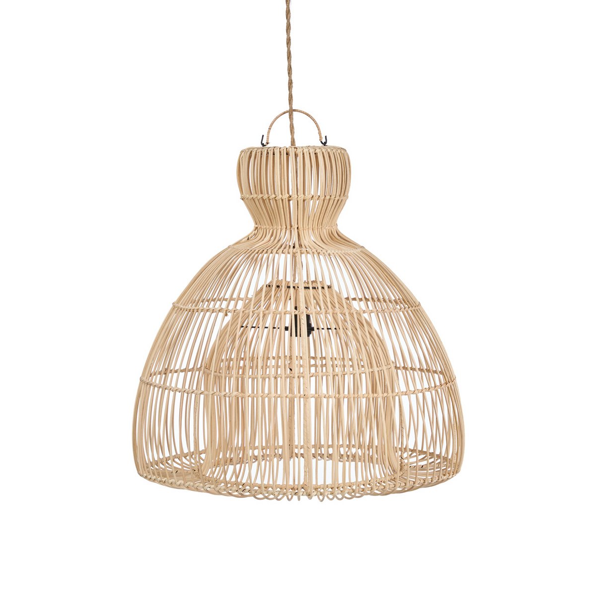 Rattan pendellampe 50 cm – håndvævet i Indonesien