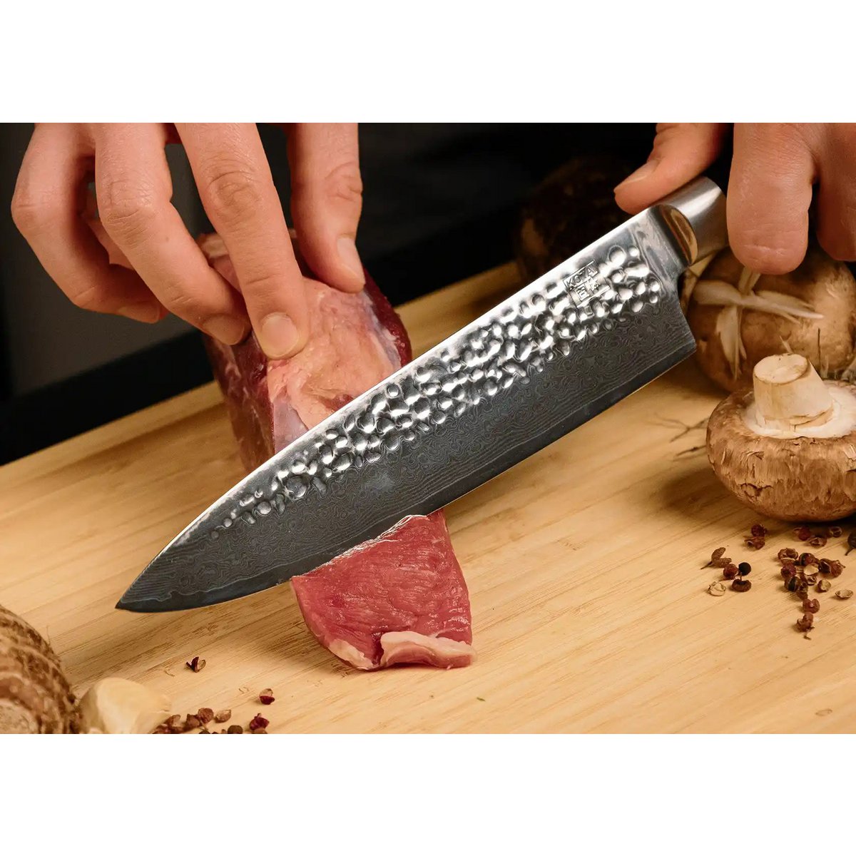 Damascus stainless steel gyuto chef knife - wood handle