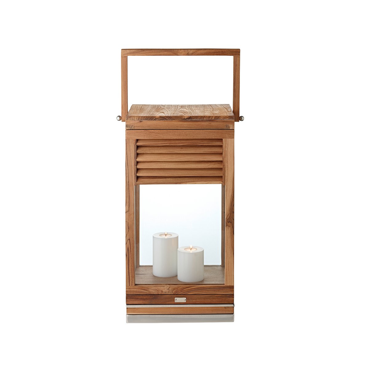 Teak lantern Vegas, nickel-plated steel - 60 cm