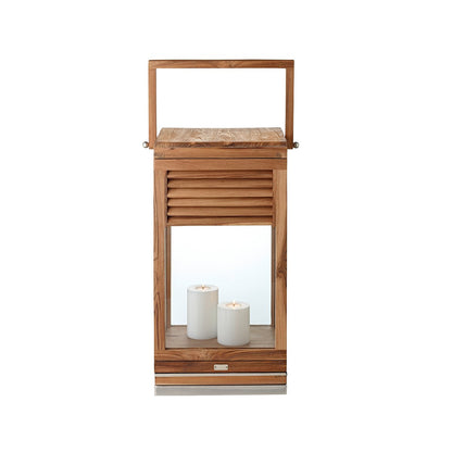Teak lantern Vegas, nickel-plated steel - 60 cm