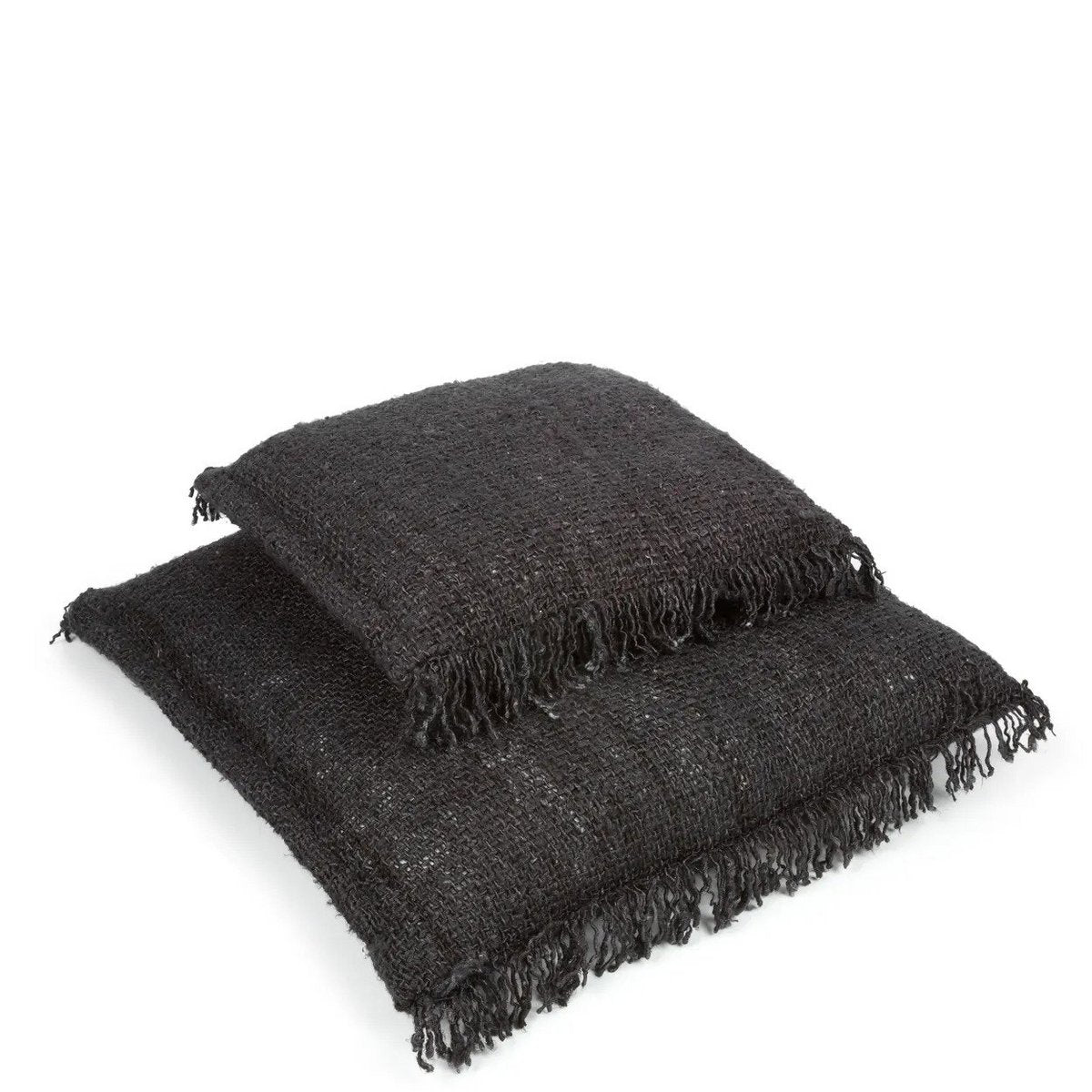 Hand-dyed cotton cushion cover, black - 60×60cm