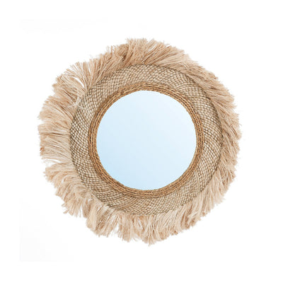 Grass mirror, round, 85 cm - natural fibre frame