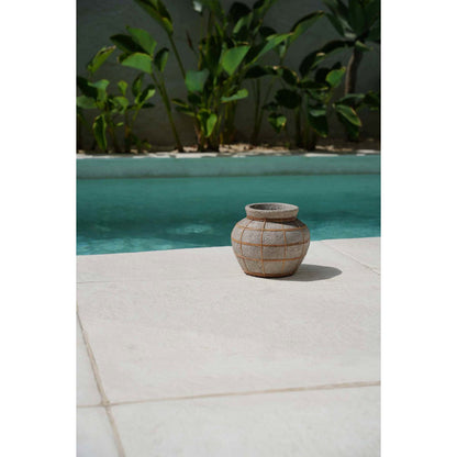 Terracotta vase S - Belly, natural with rattan