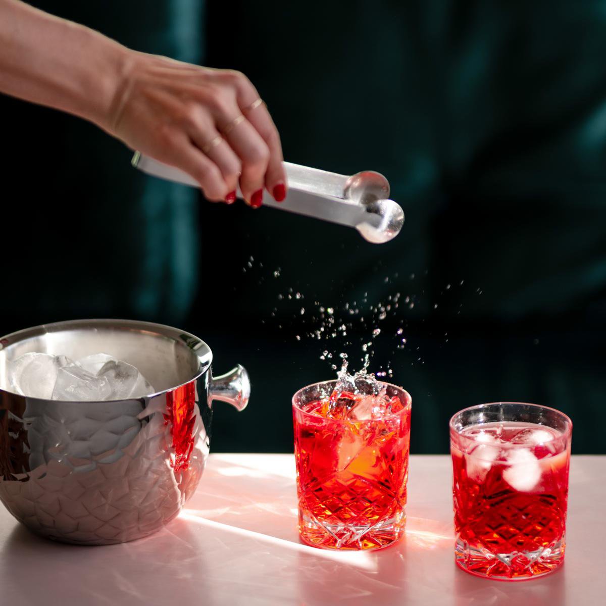 Steel ice bucket Rico, 21 cm – with lid and tongs