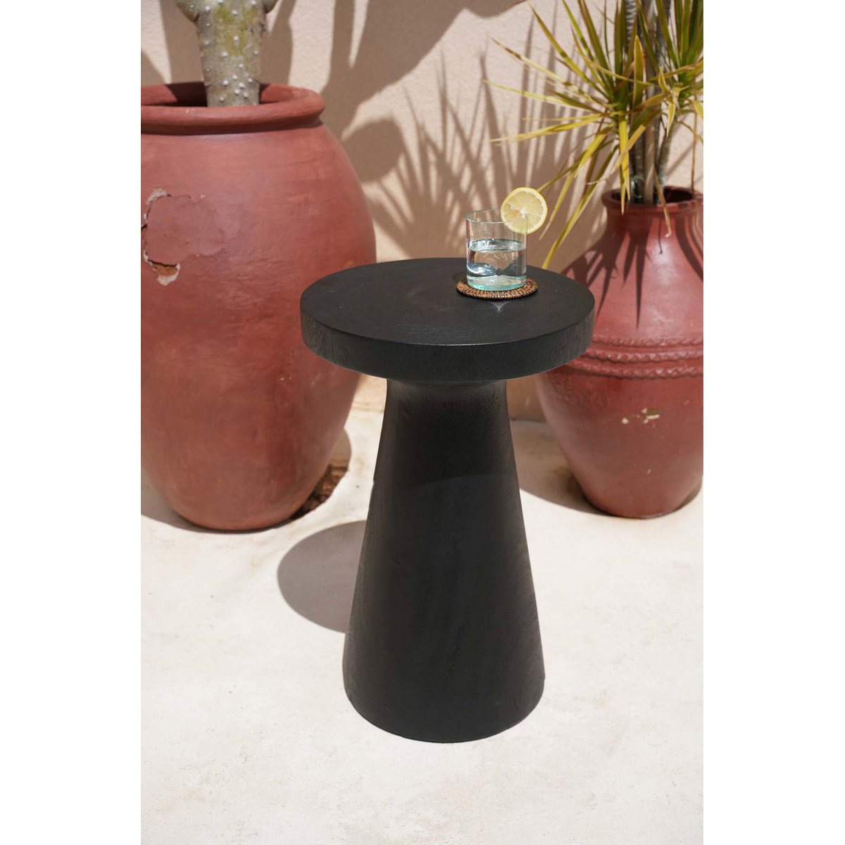 Suar wood side table, black - 40×40cm