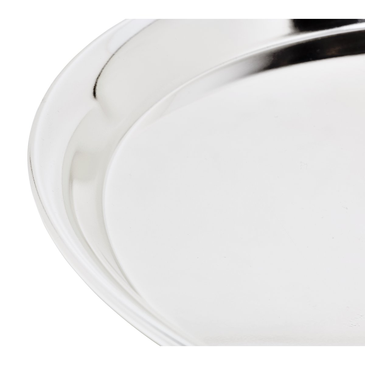 Serviertablett Marlene, polierter Stahl, rund – 34 cm