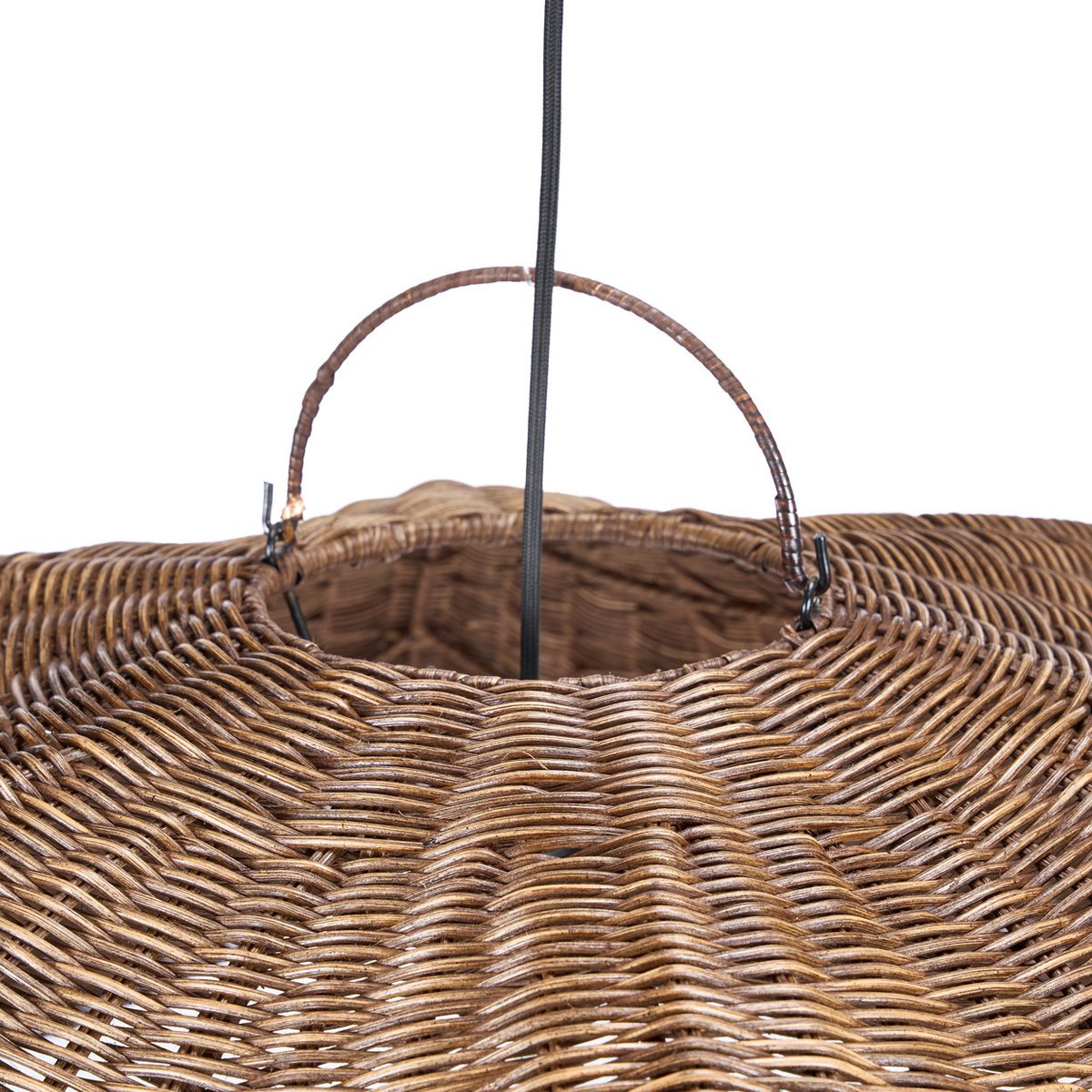 Rattan wave pendant, dark walnut - Large