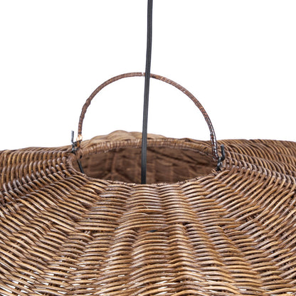 Rattan wave pendant, dark walnut - Large