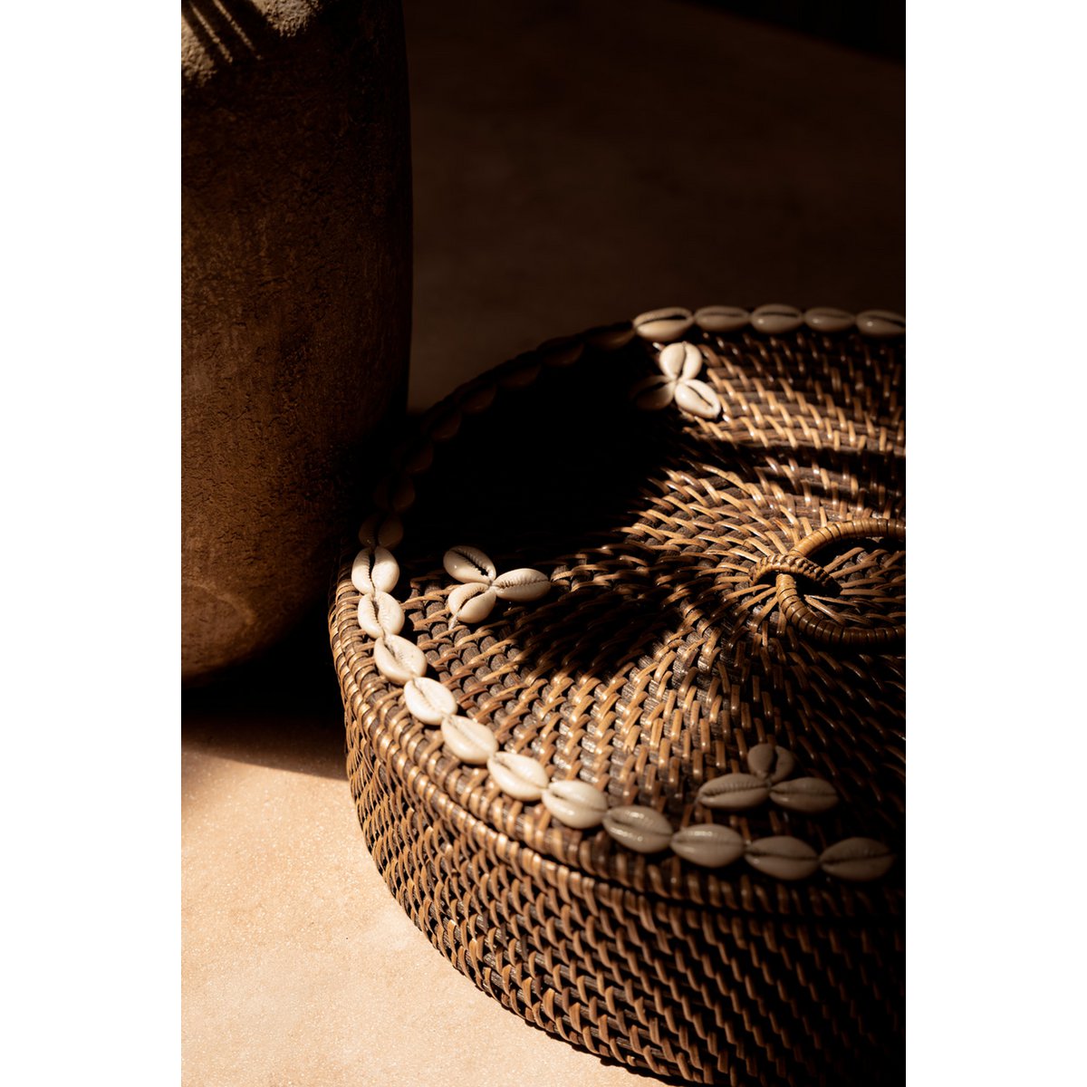 Rattan compartment basket, natural brown
