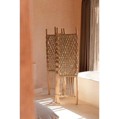 Teak and seagrass room divider - natural