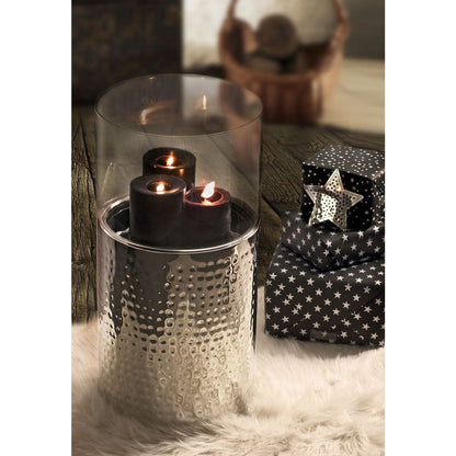 Steel and glass lantern Arnold, 62 cm - hammered polished