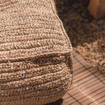 Raffia pouf PADAR 55 × 55 cm - coconut fiber & cotton