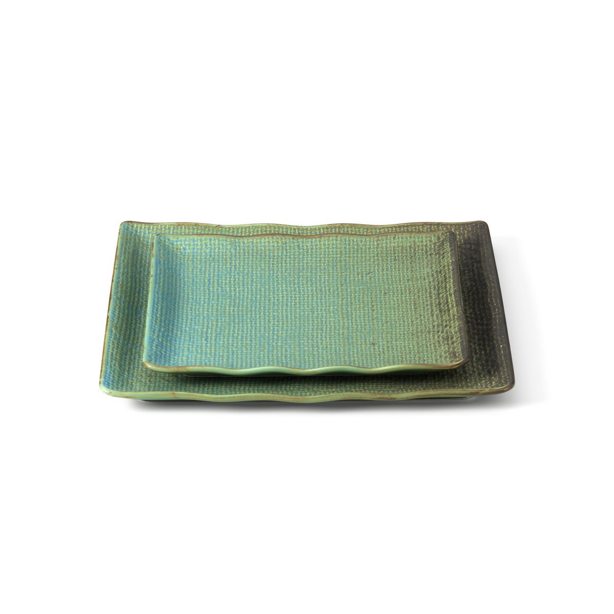 Ceramic square dinner plate, 25 cm - lagoon
