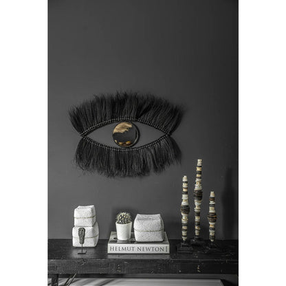 Mirror with grass frame, black, 100 × 60 cm - sculptural
