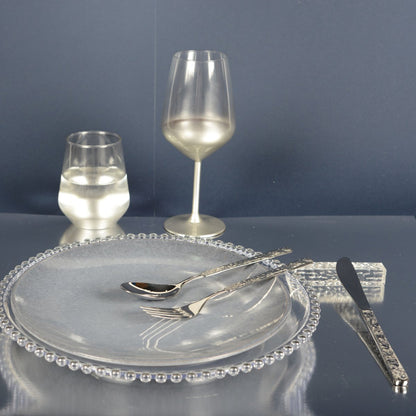 Stainless steel cutlery set, 24 pieces - hammered silver
