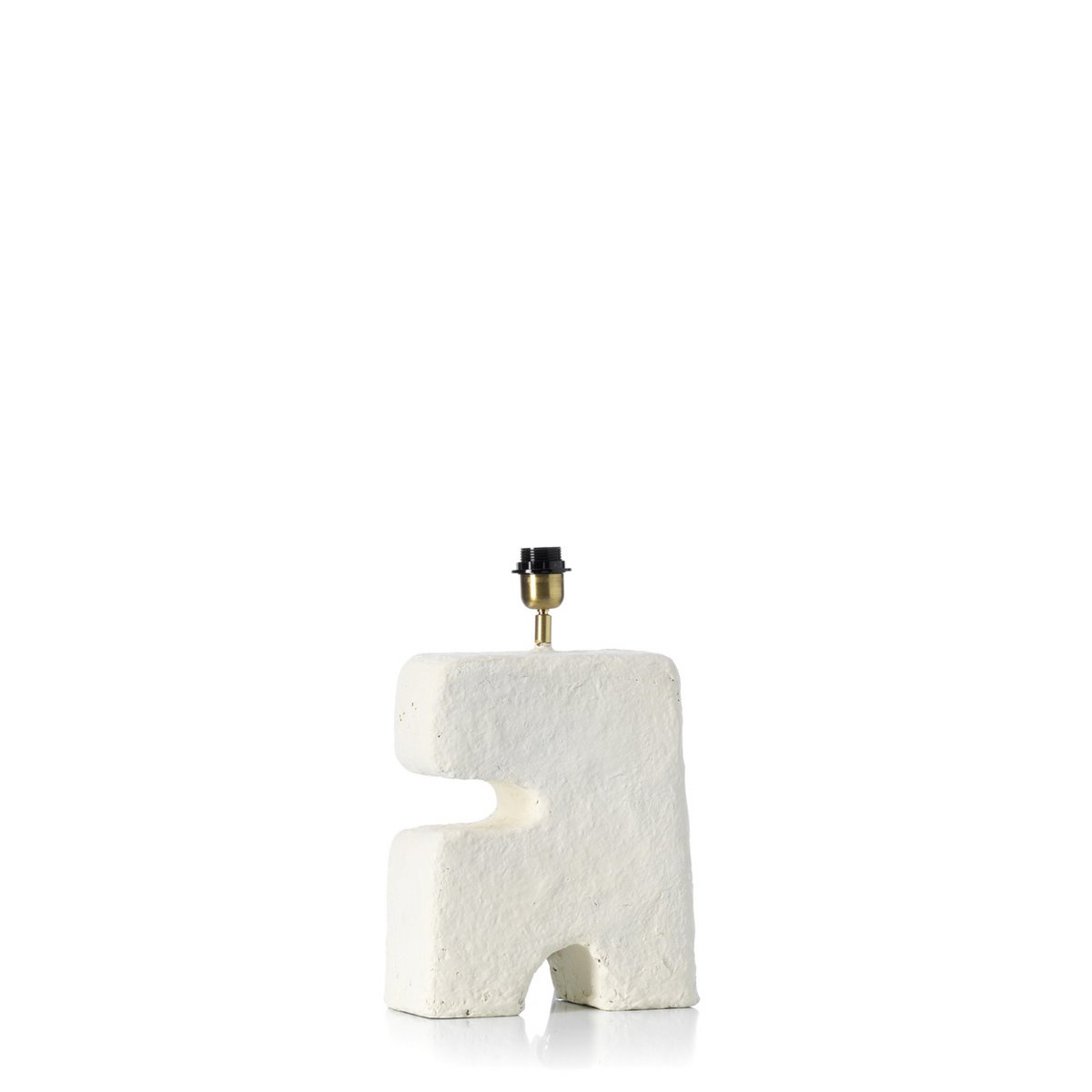 Papier-mâché table lamp, white, medium - handmade