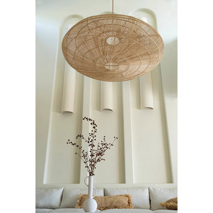 Natural rattan disc pendant light XL - 150 cm wide