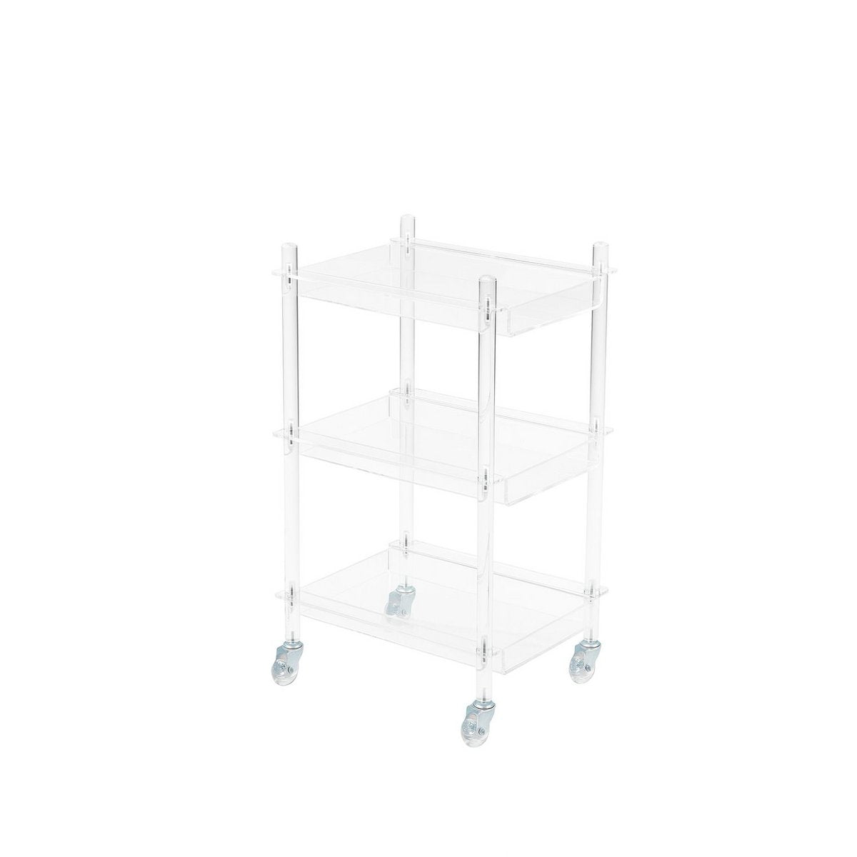 Acrylic rolling cart - 40.5 x 30.5 x 60.5 cm