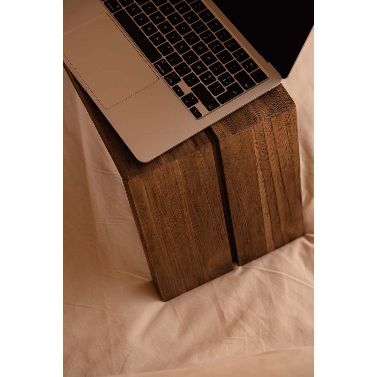 Teak side table, 55 cm - sculptural form