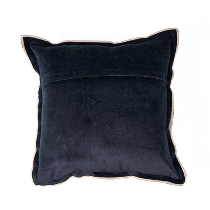 Pudebetræk i hør og velour, stribet - 50x50 cm