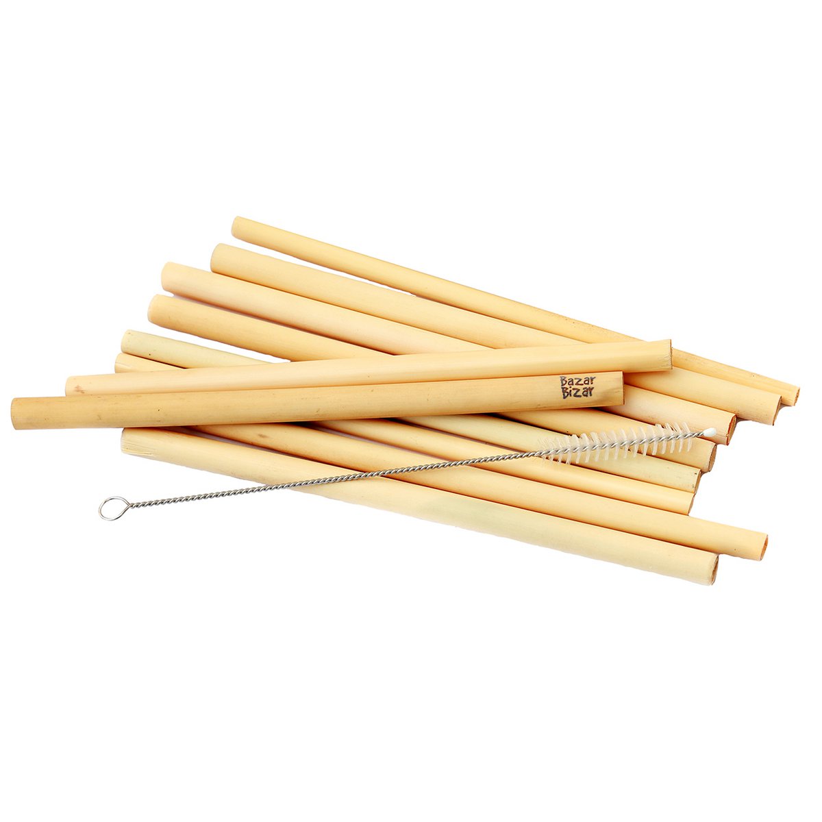 Bamboo straws, set of 10 - with brush