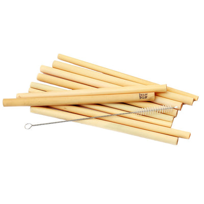 Bamboo straws, set of 10 - with brush