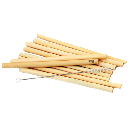 Bamboo straws, set of 10 - with brush