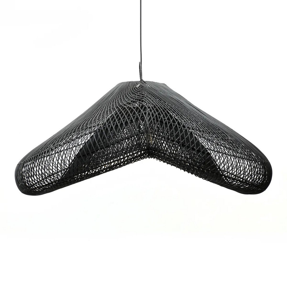 Schwarzer Rattanwolken-Pendelschirm 120 cm XXL - handgewebt