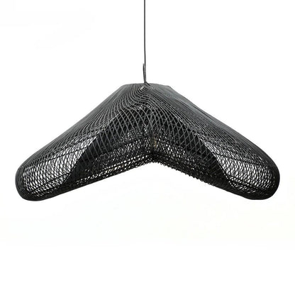 Schwarzer Rattanwolken-Pendelschirm 120 cm XXL - handgewebt