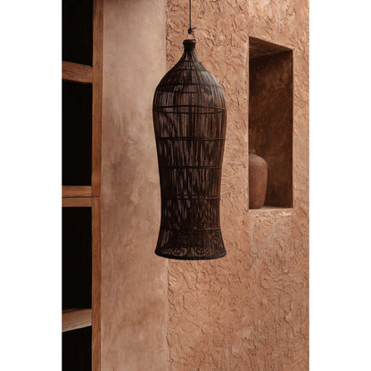 Bamboo tower pendant light 102 cm - dark walnut