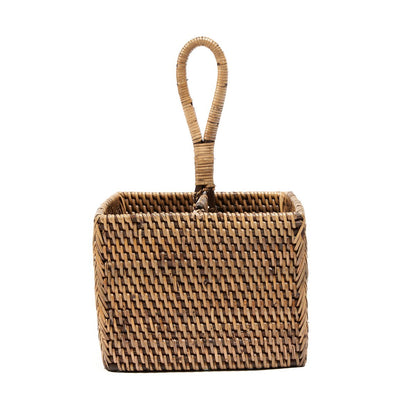 Rattan cutlery caddy, two-part - Natural brown