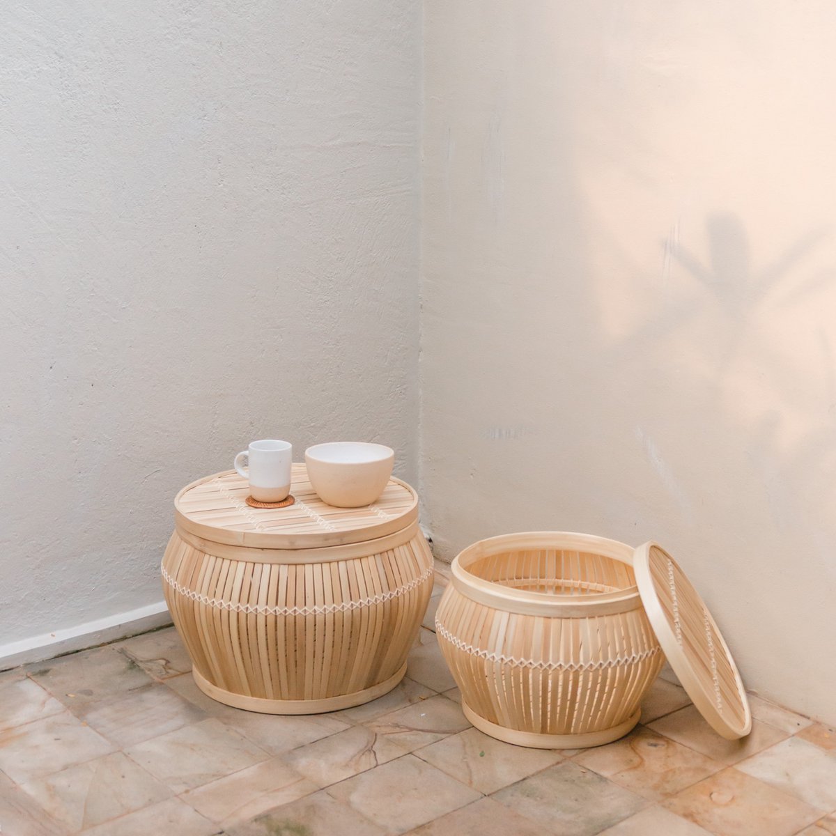 Bamboo side table Batavia M – ø45 × 32 cm, Indonesia