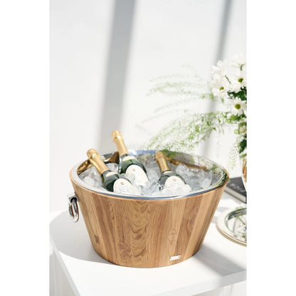 Champagnekøler Santiago, 23 cm, i teak og rustfrit stål - poleret
