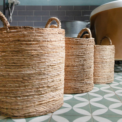 Woven storage basket SYAILENDRA L, 40 × 44 cm - made in Indonesia