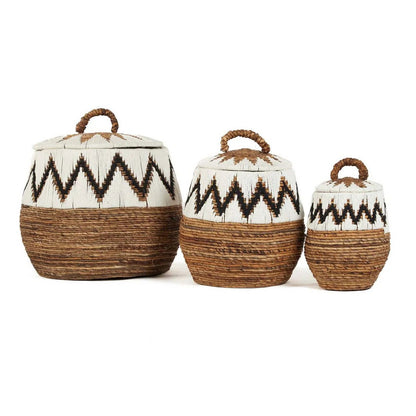 Palm leaf storage basket 44 × 47 cm - natural white