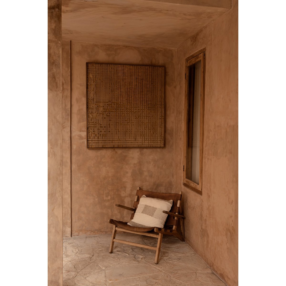 Linen cushion cover, white natural - 50×50 cm