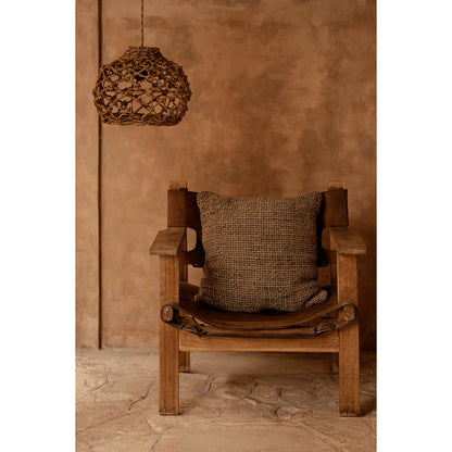 Linen cushion cover 50×50 cm – natural black grain texture
