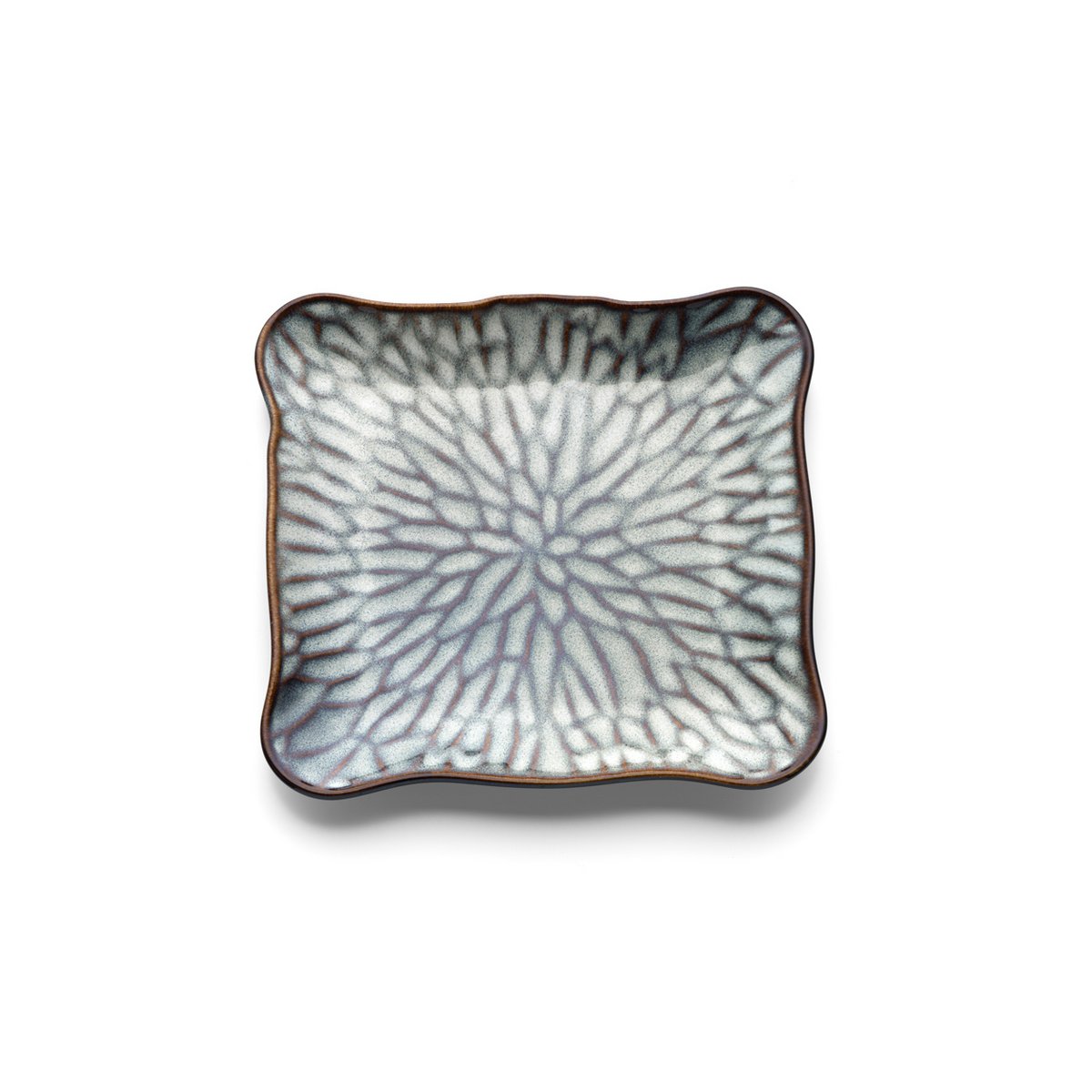 Ceramic square plate, grey, medium - Lotus Ice