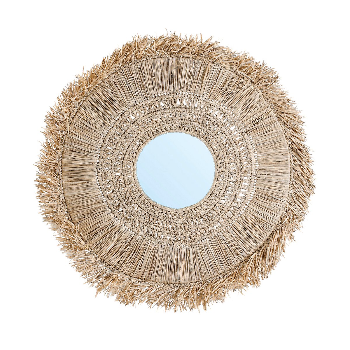 Raffia wall mirror large – natural