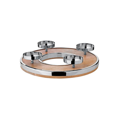 Mango wood Advent wreath Jale, 36 cm - stainless steel edge