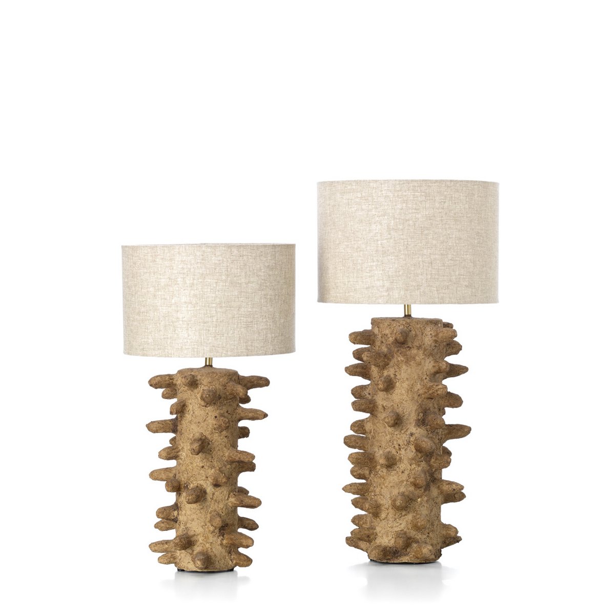 Papier-mâché table lamp, mud, large - handmade