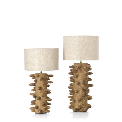 Papier-mâché table lamp, mud, large - handmade