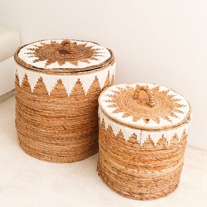Jute laundry basket with lid EMPAT L – ø 42 × 40 cm