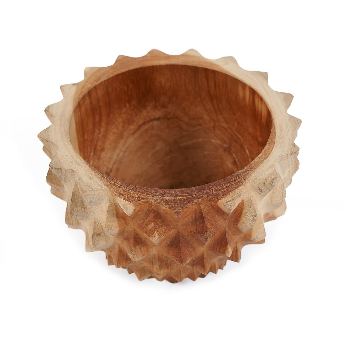 Teak root wood bowl S, durian-inspired - 15 cm