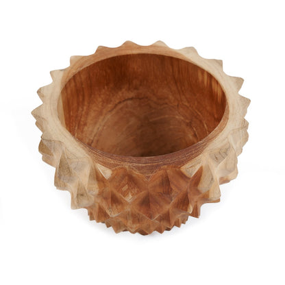 Teak root wood bowl S, durian-inspired - 15 cm