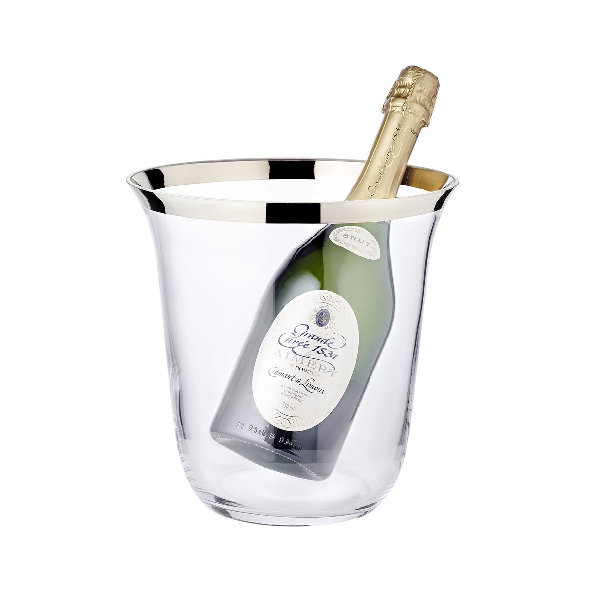 Toby håndblæst krystal champagnekøler, forsølvet, 23 cm