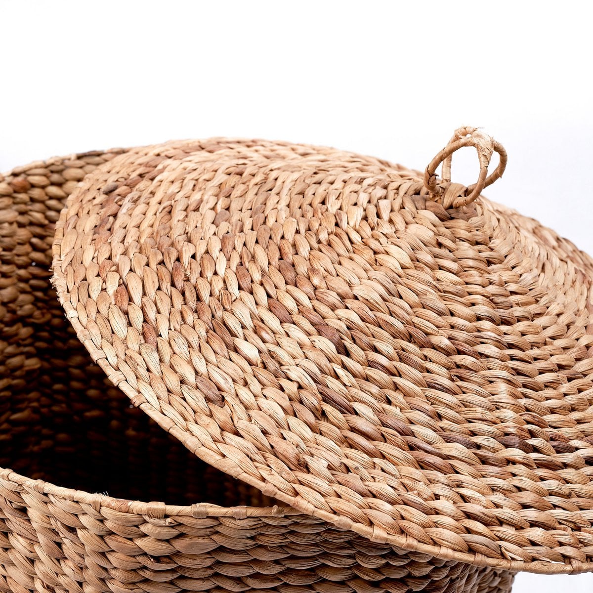 Jute & metal laundry basket with lid, M – 40 × 40 cm