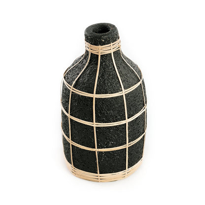 Terracotta vase black natural 13 × 24 cm – tall, Indonesia